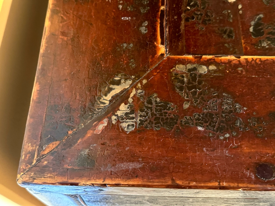 Antique Chinese Carved Wooden Table With Two Drawers And Lower Shelf  [Photo 12]