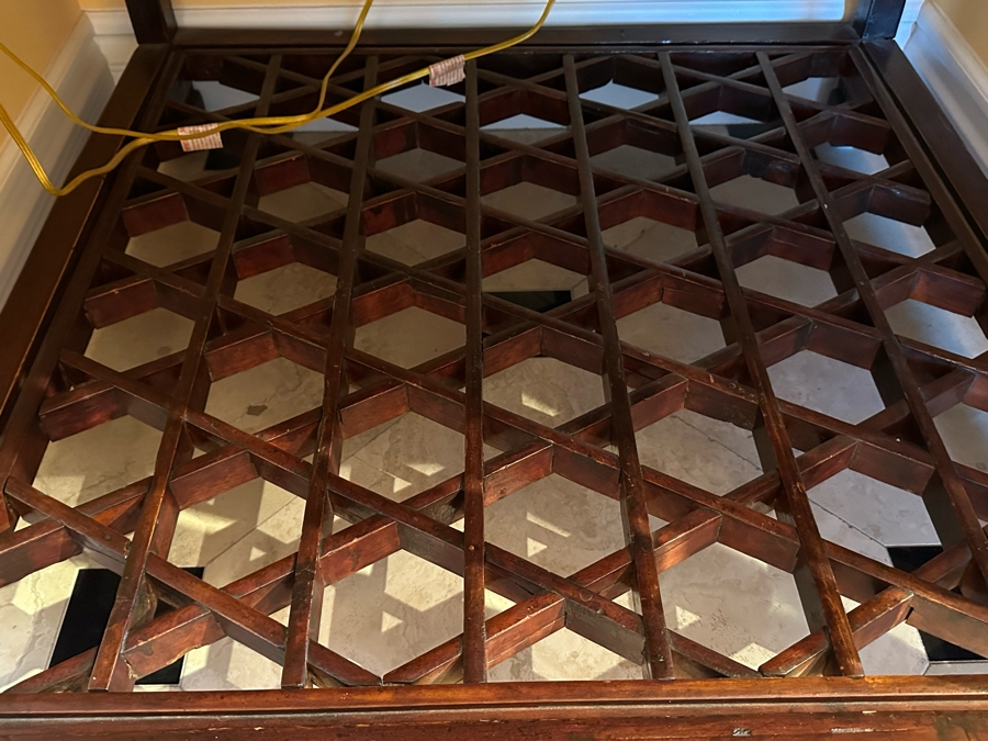 Antique Chinese Carved Wooden Table With Two Drawers And Lower Shelf  [Photo 6]