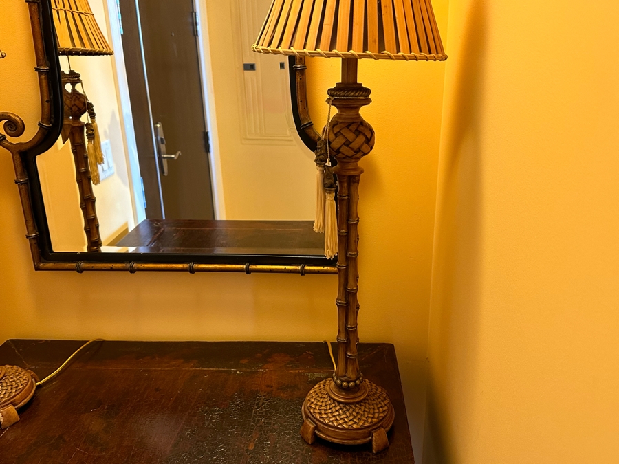 Pair Of Metal Hollywood Regency Style Bamboo Table Lamps [Photo 3]