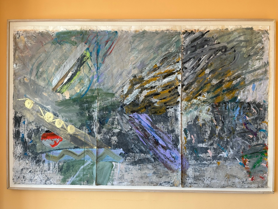 Hoon Kwak (b. 1941, New York) Original Modernist Abstract Triptych Mixed Media Painting On Paper Dated 1987 With Frame Each Painting Measures 29 X 55 Frame Measures 92 X 59 Estimate $3,000-$6,000 [Photo 4]