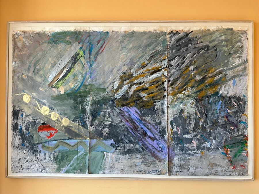 Hoon Kwak (b. 1941, New York) Original Modernist Abstract Triptych Mixed Media Painting On Paper Dated 1987 With Frame Each Painting Measures 29 X 55 Frame Measures 92 X 59 Estimate $3,000-$6,000 [Photo 2]