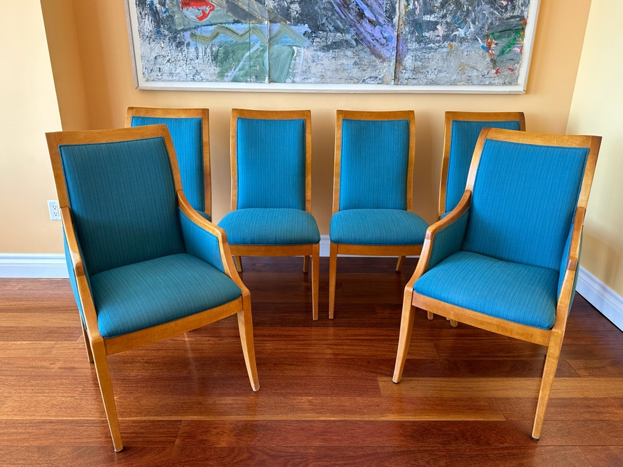 Set Of Six Designer Upholstered Dining Chairs [Photo 2]