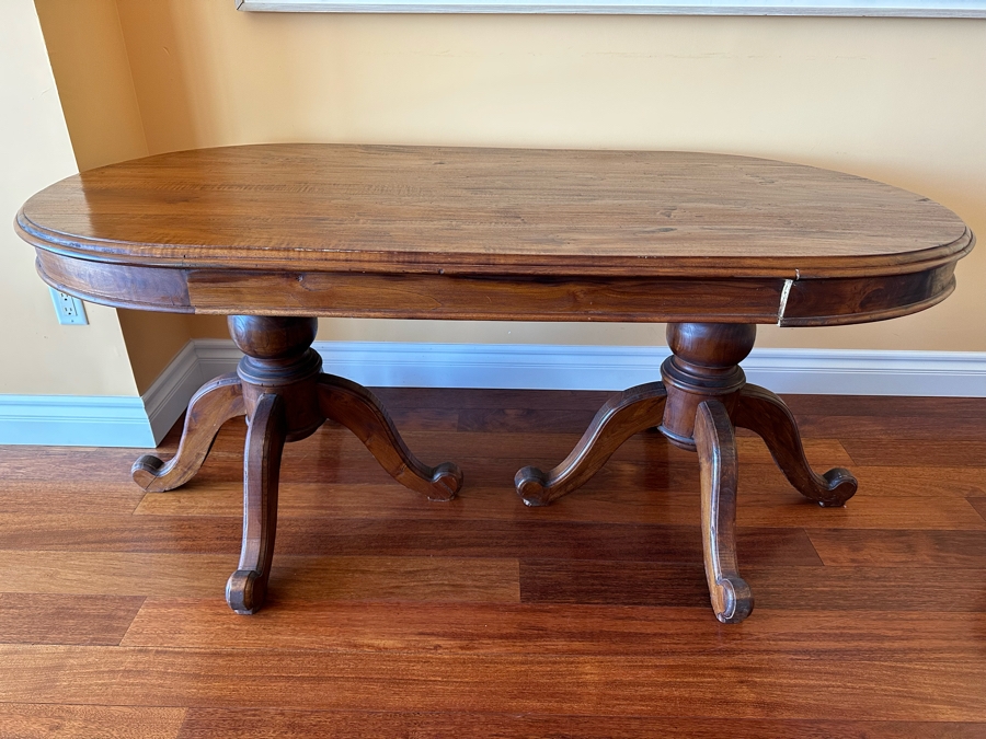 Vintage Double Pedestal Dining Table - See Photos For Condition 71 X 36 X 32H [Photo 1]