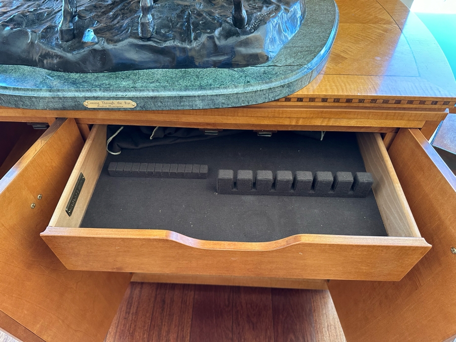 Hickory White Buffet Server With Pull Out Trays And Silverware Storage 43W X 20.5D X 34H [Photo 11]