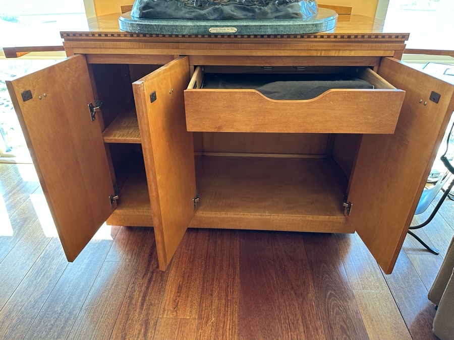 Hickory White Buffet Server With Pull Out Trays And Silverware Storage 43W X 20.5D X 34H [Photo 8]