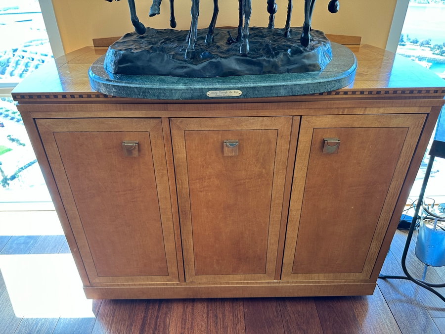 Hickory White Buffet Server With Pull Out Trays And Silverware Storage 43W X 20.5D X 34H [Photo 3]