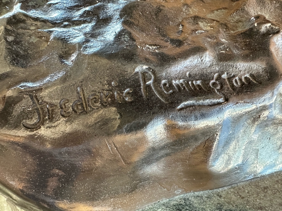 Large Frederic Remington Bronze Sculpture Titled 'Coming Through The Rye' - One Of The Cowboy's Arm Is Broken - See Photos 30W X 24D X 26H [Photo 13]