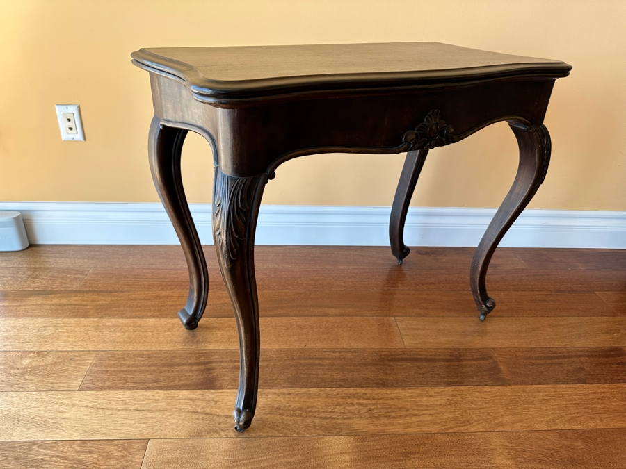 Vintage Gaming Table With Cabriole Legs Missing Bottom Board 34W X 33D X 27.5H [Photo 3]