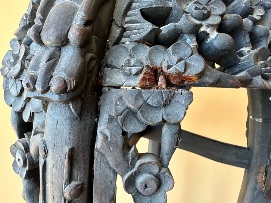 Vintage Chinese Wooden Fern Stand With Marble Top 15W X 36H [Photo 14]