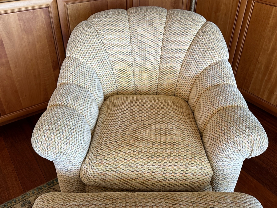 Designer Upholstered Armchair 38W X 38D X 34H With Matching Ottoman [Photo 4]