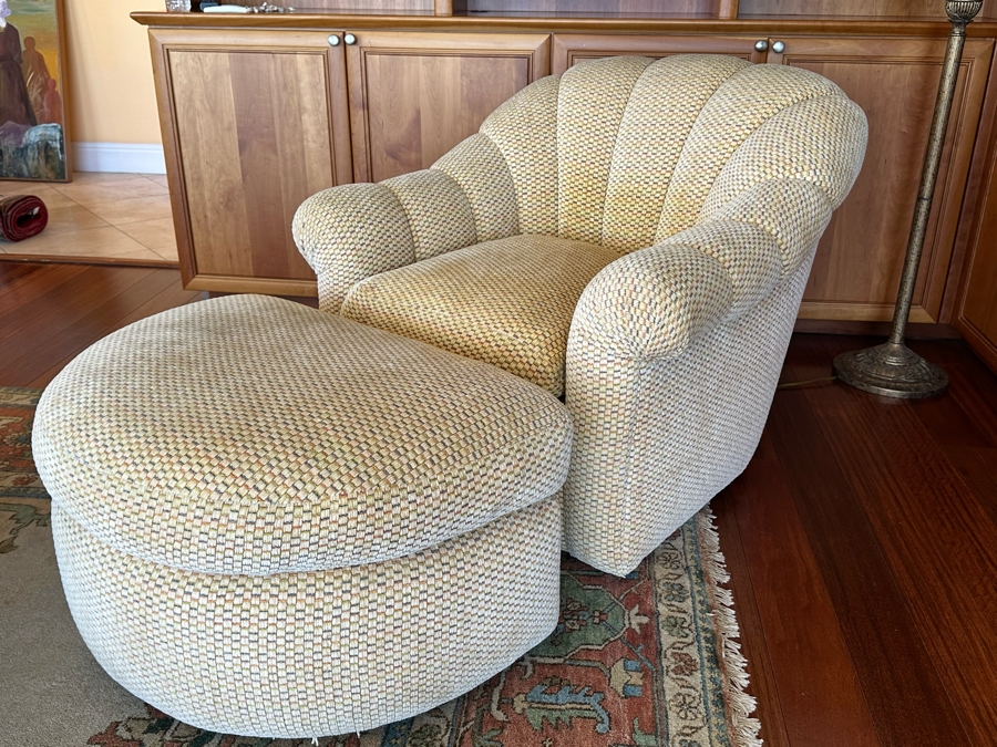 Designer Upholstered Armchair 38W X 38D X 34H With Matching Ottoman [Photo 5]