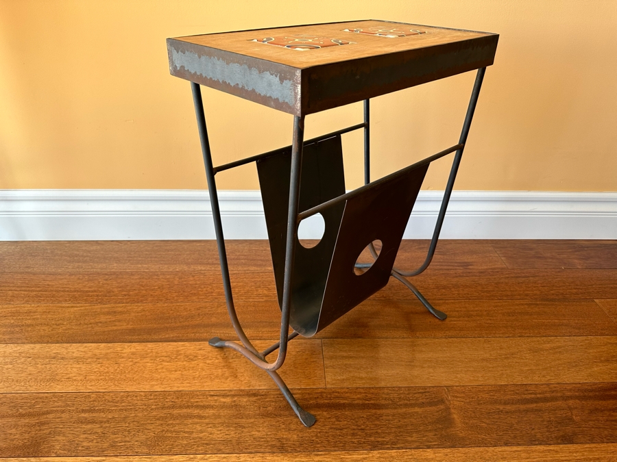 Handcrafted Art Furniture Wrought Iron Classic Magazine Rack With Tile Top By Chajo In Napa, CA 18 X 11 X 24 [Photo 5]