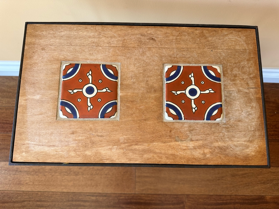 Handcrafted Art Furniture Wrought Iron Classic Magazine Rack With Tile Top By Chajo In Napa, CA 18 X 11 X 24 [Photo 3]