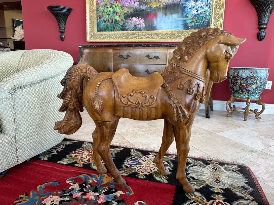 Carved Wooden Sculptural Horse 43W X 11D X 36H [Photo 6]