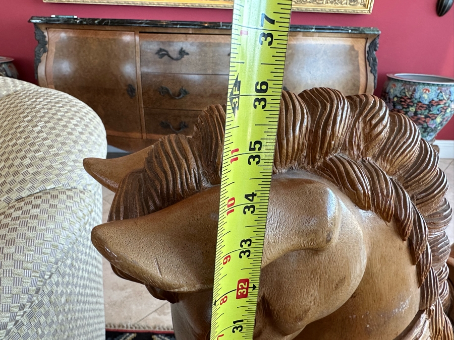 Carved Wooden Sculptural Horse 43W X 11D X 36H [Photo 18]