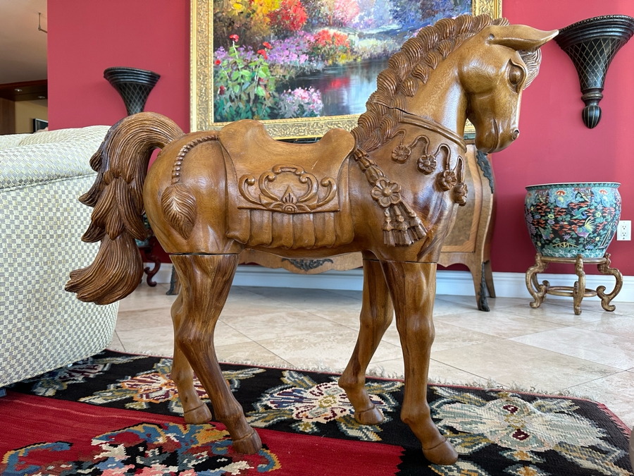 Carved Wooden Sculptural Horse 43W X 11D X 36H [Photo 3]