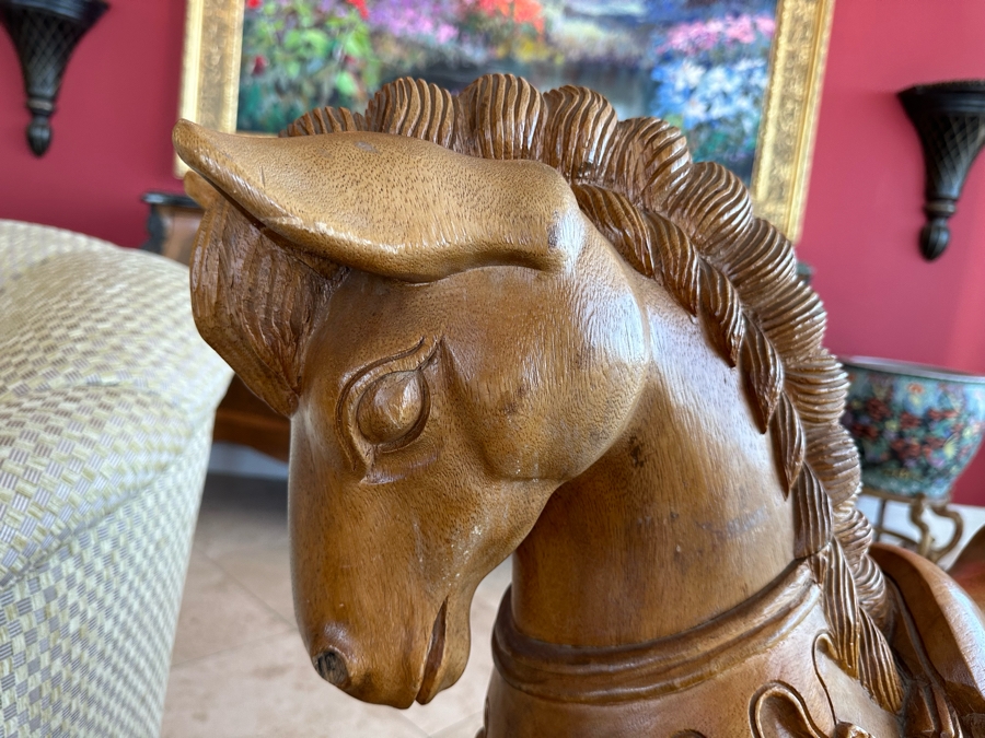 Carved Wooden Sculptural Horse 43W X 11D X 36H [Photo 14]