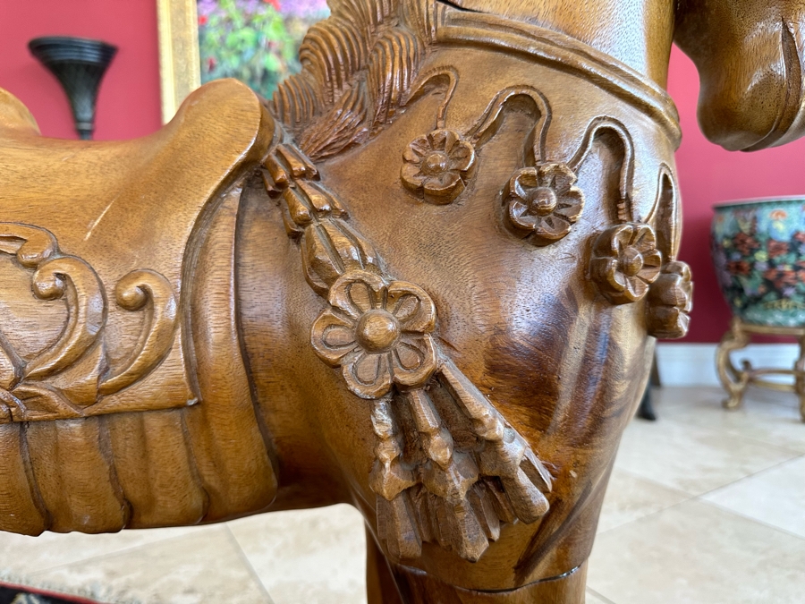 Carved Wooden Sculptural Horse 43W X 11D X 36H [Photo 7]