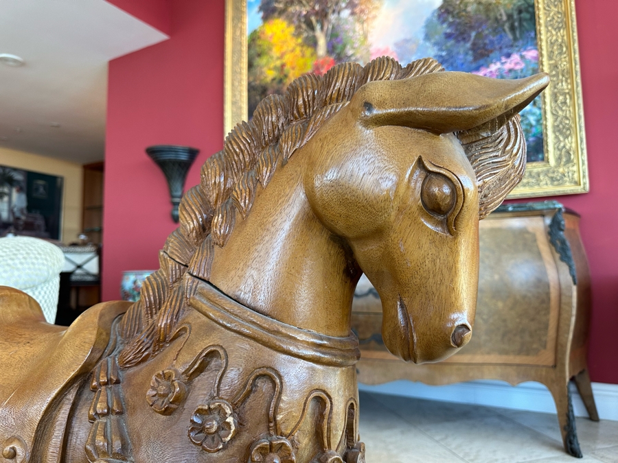 Carved Wooden Sculptural Horse 43W X 11D X 36H [Photo 8]