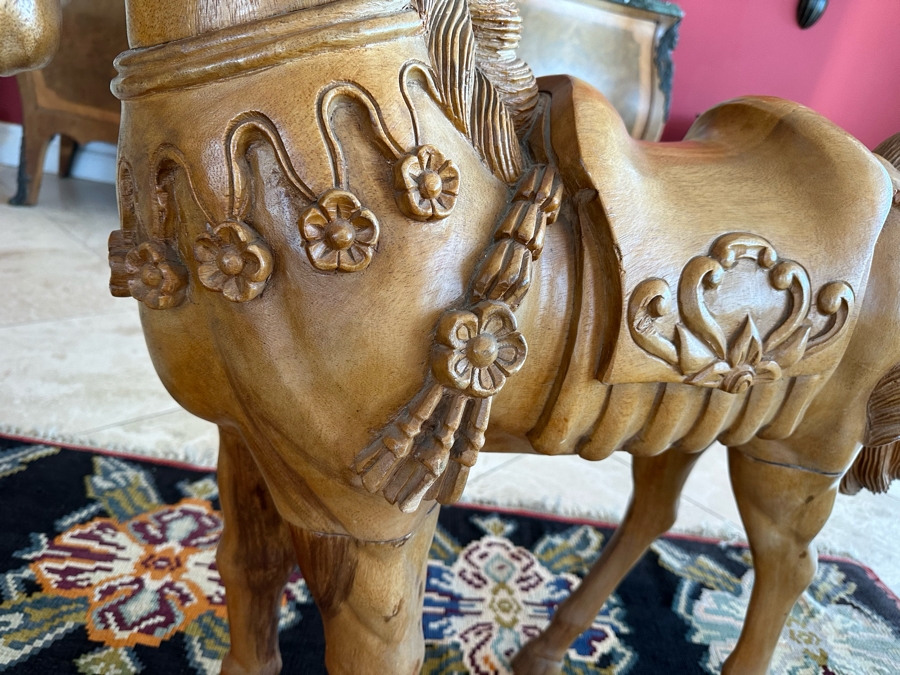 Carved Wooden Sculptural Horse 43W X 11D X 36H [Photo 15]