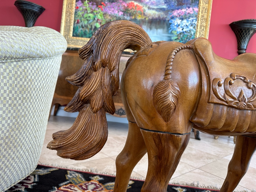 Carved Wooden Sculptural Horse 43W X 11D X 36H [Photo 9]