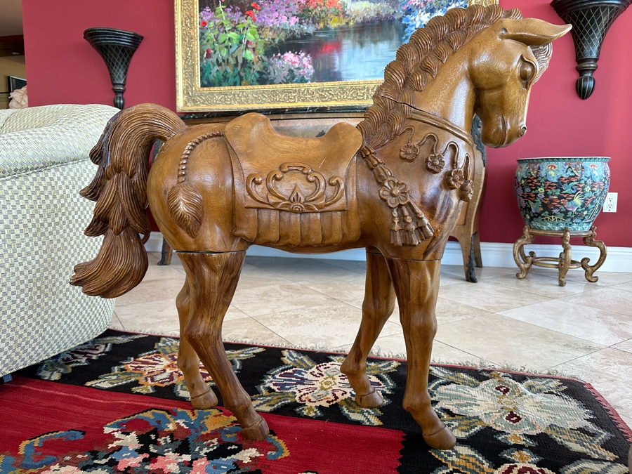 Carved Wooden Sculptural Horse 43W X 11D X 36H [Photo 2]