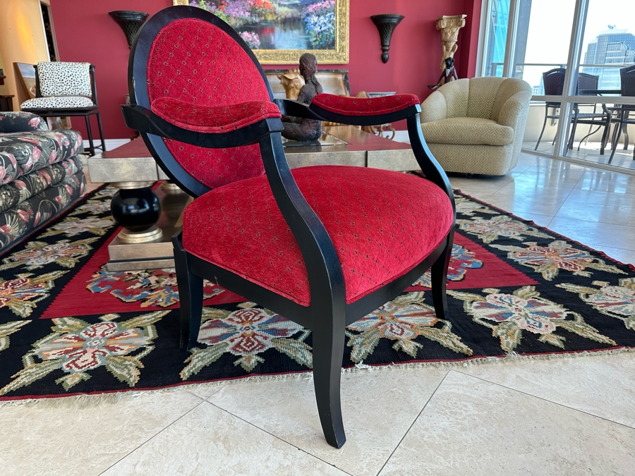 Designer Red & Black Upholstered Armchair 30W X 29D X 37.5H [Photo 2]