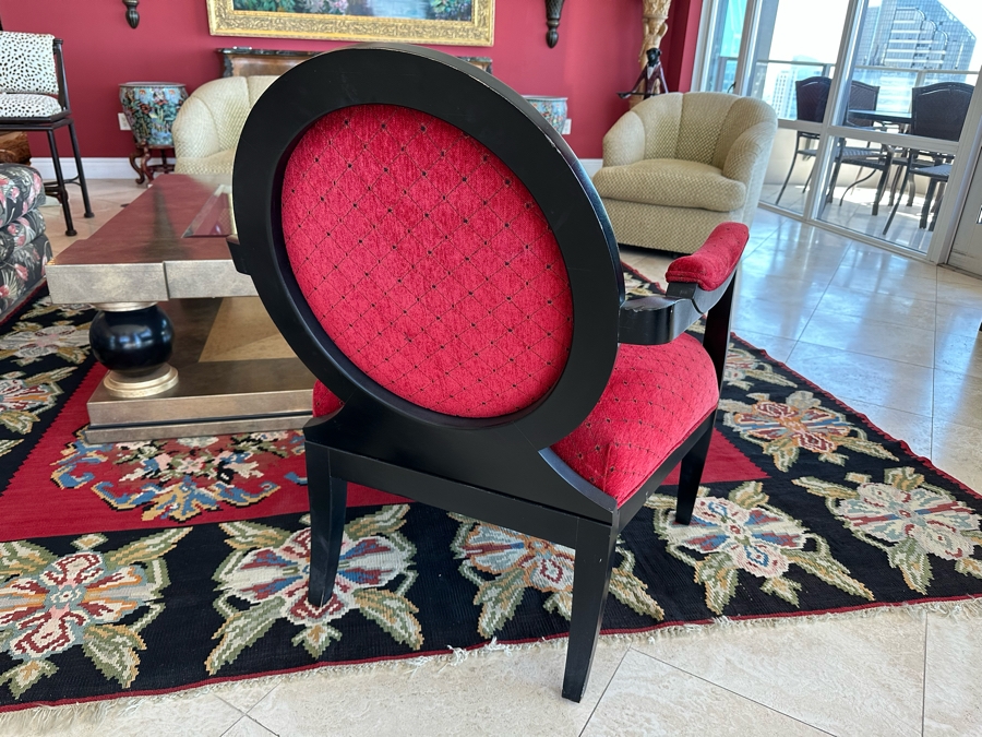 Designer Red & Black Upholstered Armchair 30W X 29D X 37.5H [Photo 4]