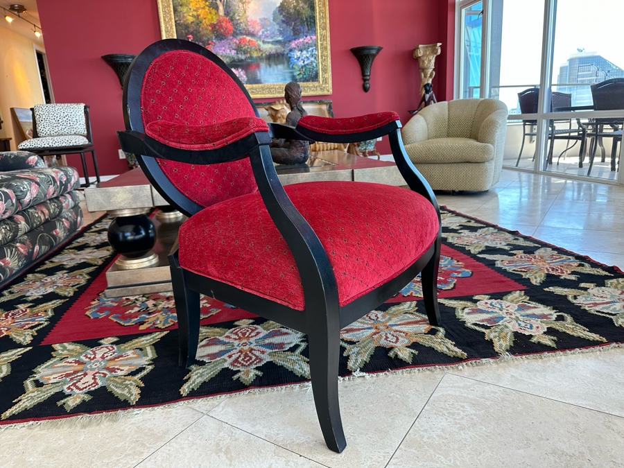 Designer Red & Black Upholstered Armchair 30W X 29D X 37.5H [Photo 3]