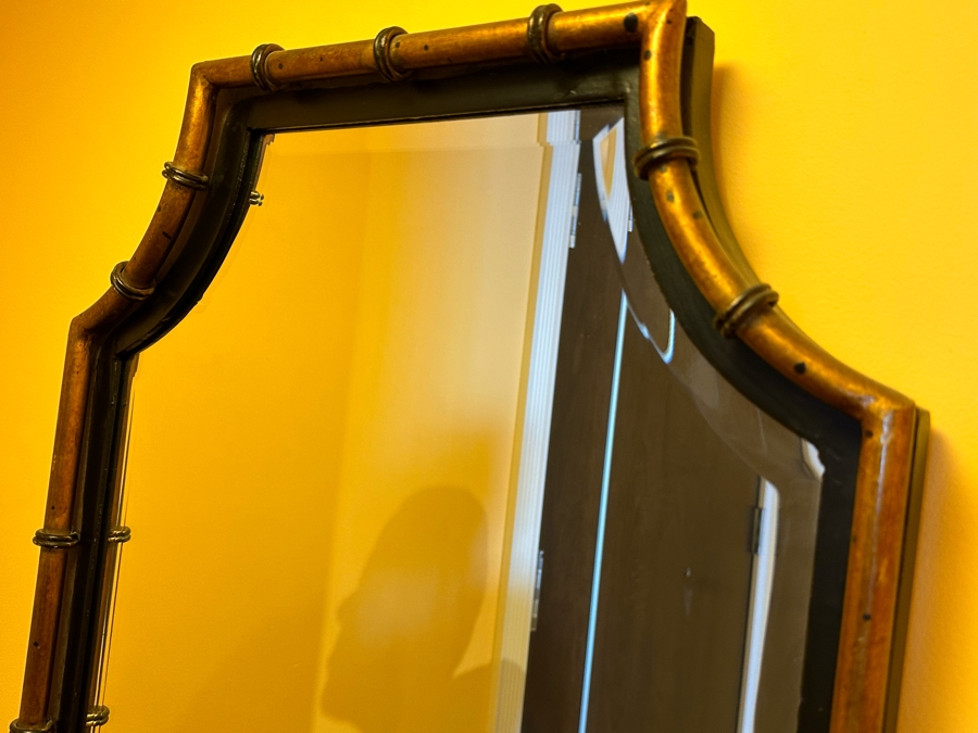 Hollywood Regency Style Metal Bamboo Design Beveled Glass Wall Mirror 29 X 41 [Photo 7]