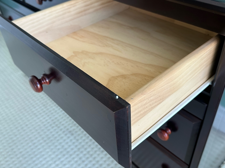 Dark Brown Wooden Dresser Chest Of Drawers 58W X 20D X 34.5H [Photo 3]