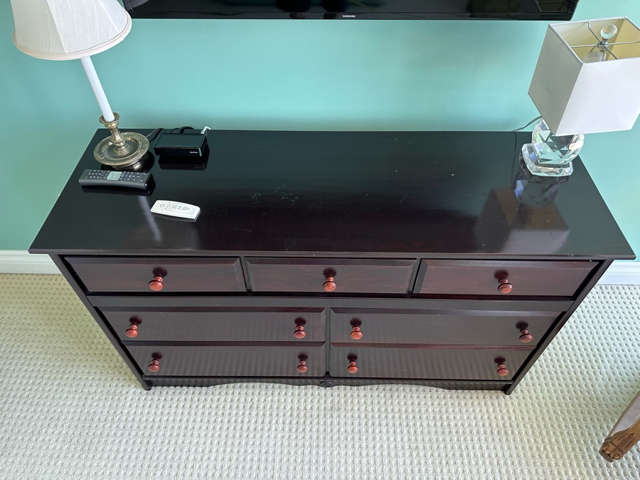 Dark Brown Wooden Dresser Chest Of Drawers 58W X 20D X 34.5H [Photo 4]