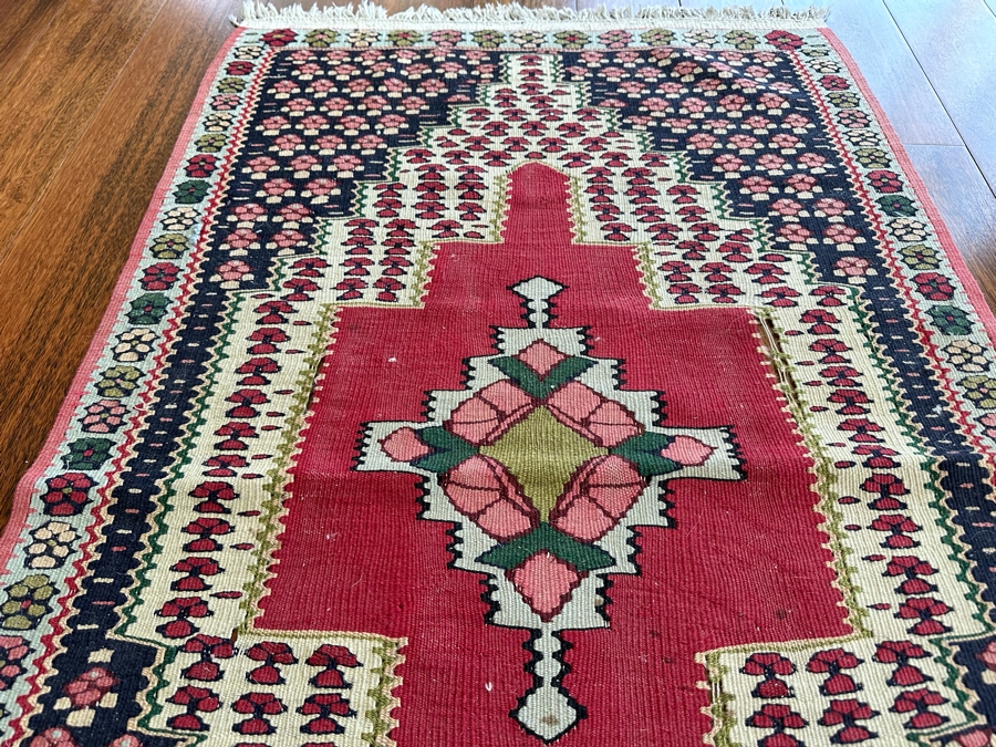 Vintage Hand Knotted Kilim Area Rug 29' X 48' [Photo 5]