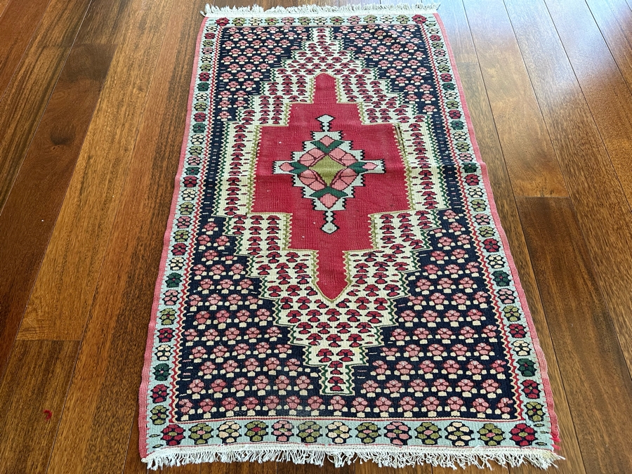 Vintage Hand Knotted Kilim Area Rug 29' X 48' [Photo 2]