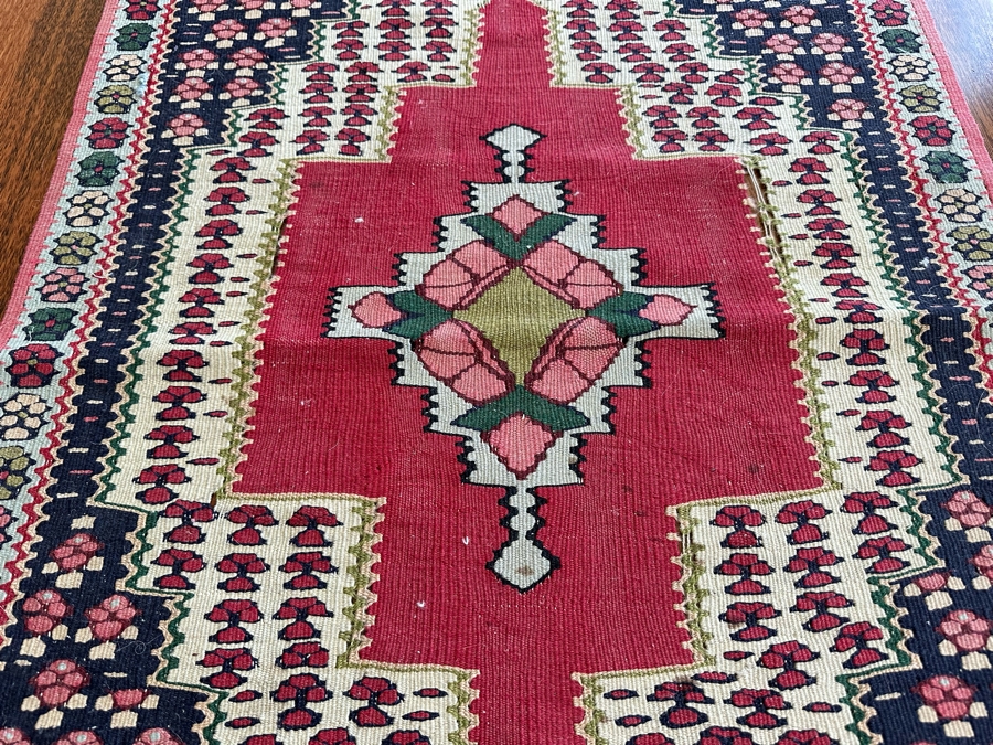 Vintage Hand Knotted Kilim Area Rug 29' X 48' [Photo 4]