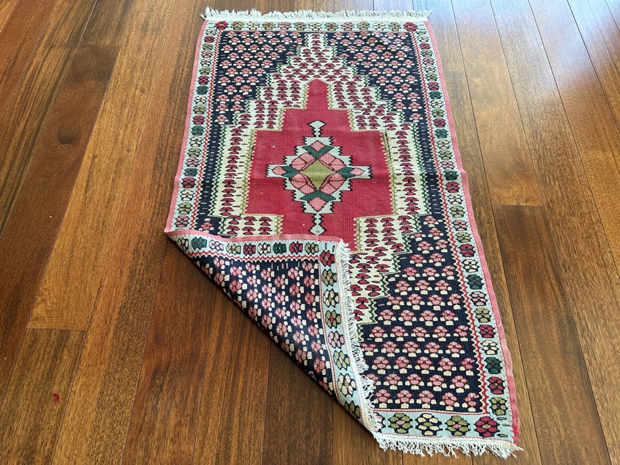 Vintage Hand Knotted Kilim Area Rug 29' X 48' [Photo 6]