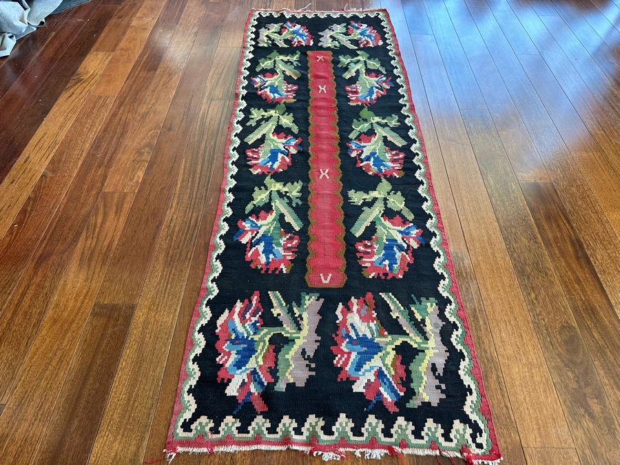 Vintage Hand Knotted Kilim Rug 32' X 94' [Photo 2]