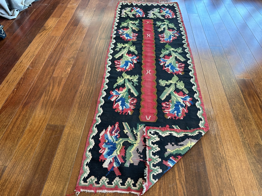 Vintage Hand Knotted Kilim Rug 32' X 94' [Photo 5]