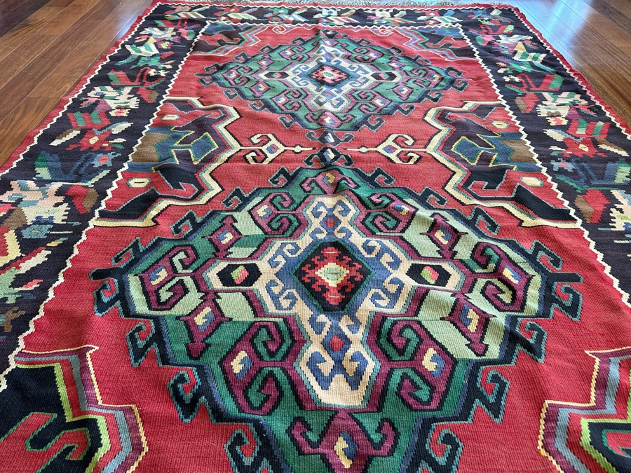 Vintage Hand Knotted Kilim Area Rug 79' X 118' [Photo 6]