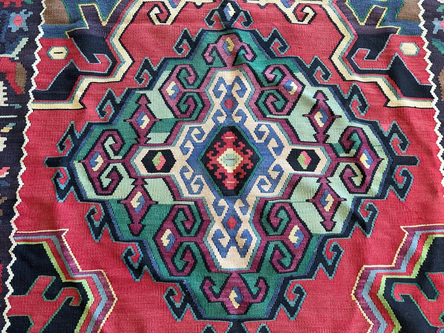 Vintage Hand Knotted Kilim Area Rug 79' X 118' [Photo 7]