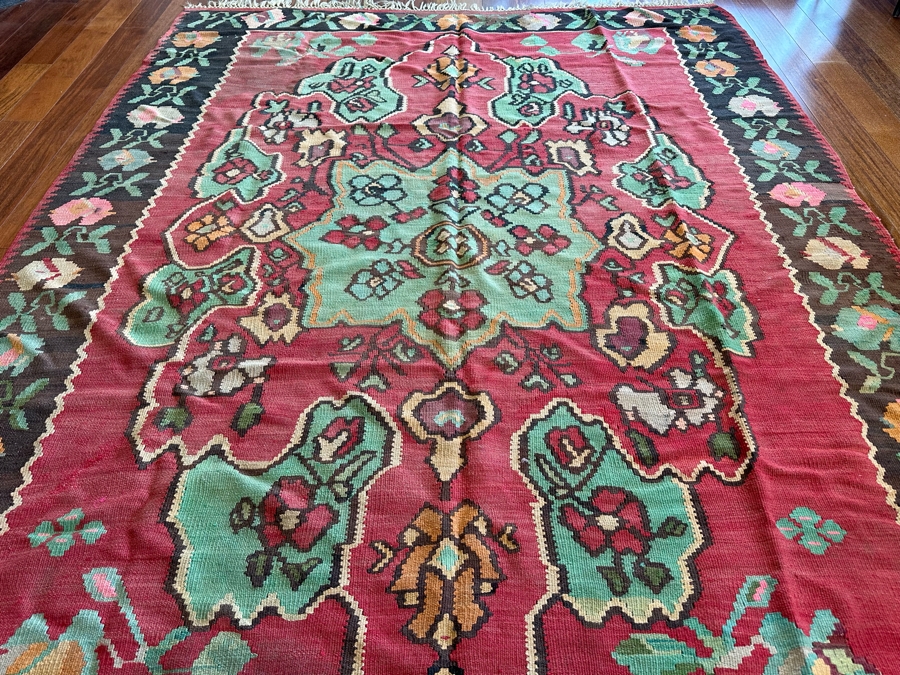 Vintage Hand Knotted Kilim Area Rug 88' X 111' [Photo 4]