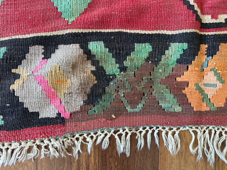 Vintage Hand Knotted Kilim Area Rug 88' X 111' [Photo 10]