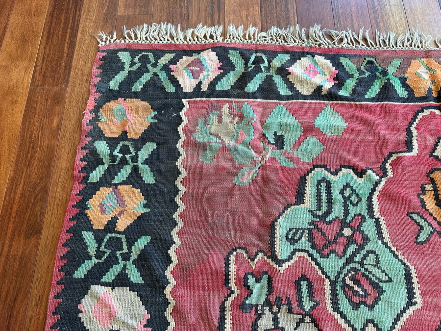 Vintage Hand Knotted Kilim Area Rug 88' X 111' [Photo 9]