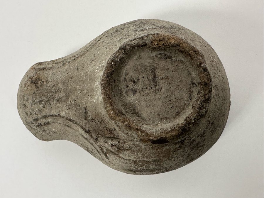 Ancient Biblical Times Clay Roman Oil Lamp Antiquity With Ornate Design 3W X 2D X 1.5H Estimate $150-$300 [Photo 23]