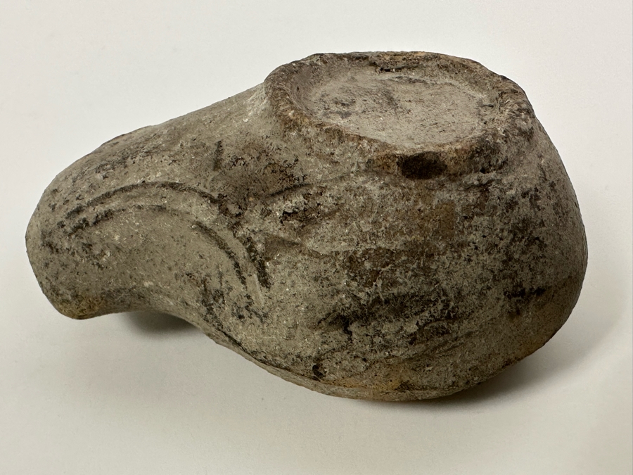 Ancient Biblical Times Clay Roman Oil Lamp Antiquity With Ornate Design 3W X 2D X 1.5H Estimate $150-$300 [Photo 24]