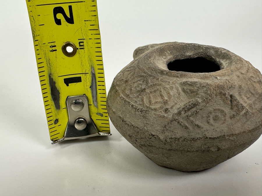 Ancient Biblical Times Clay Roman Oil Lamp Antiquity With Ornate Design 3W X 2D X 1.5H Estimate $150-$300 [Photo 16]