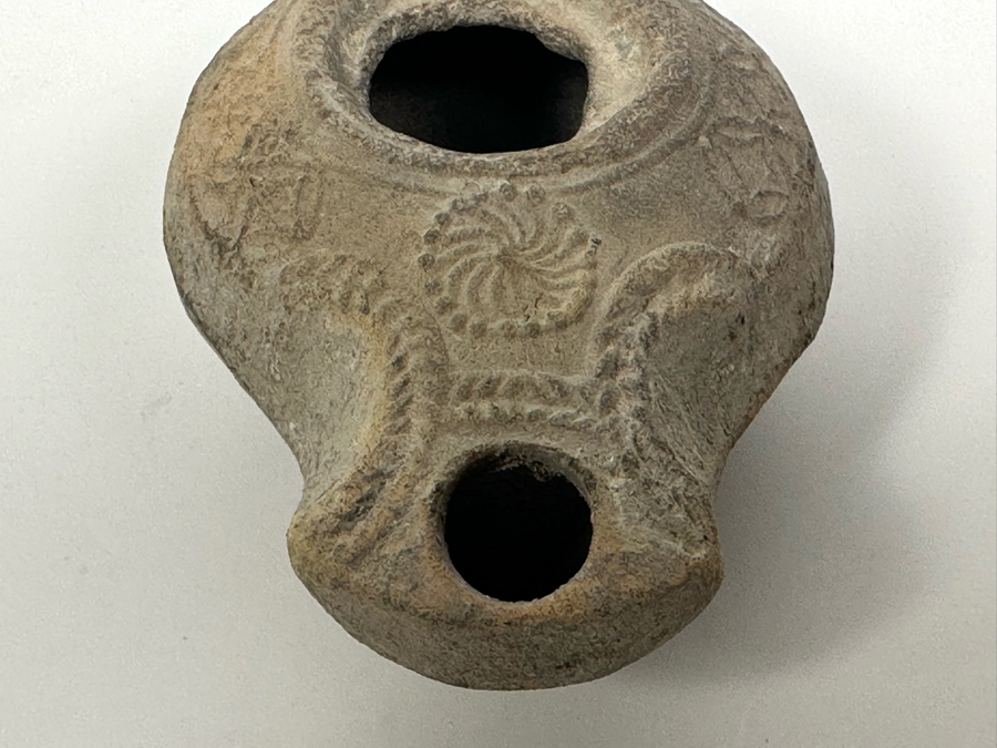 Ancient Biblical Times Clay Roman Oil Lamp Antiquity With Ornate Design ...