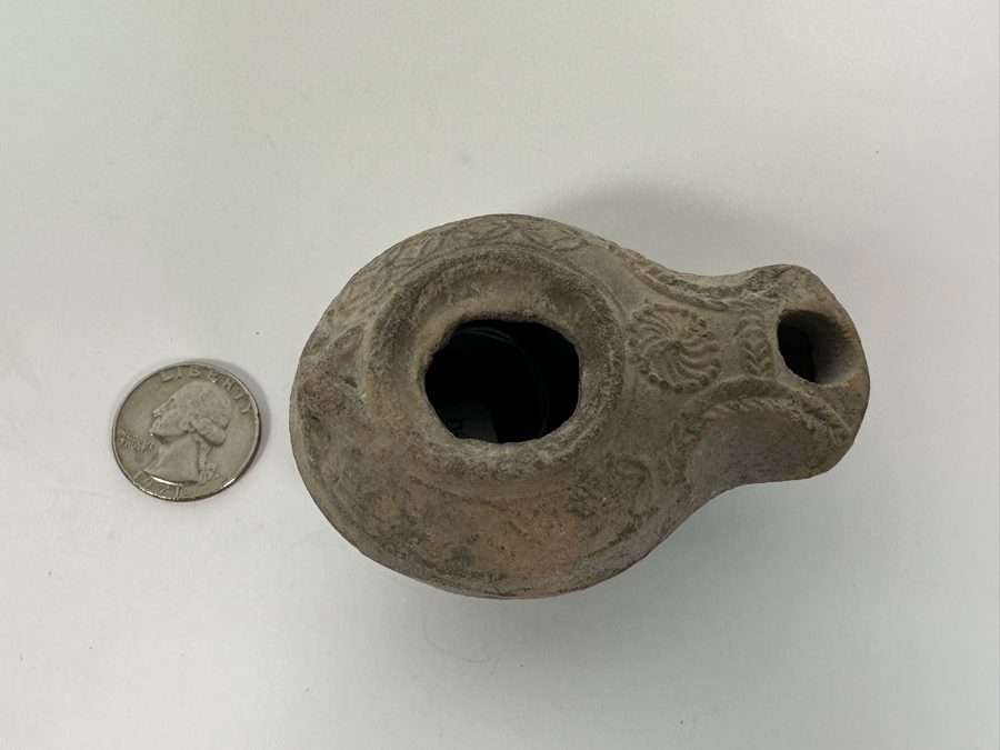 Ancient Biblical Times Clay Roman Oil Lamp Antiquity With Ornate Design ...