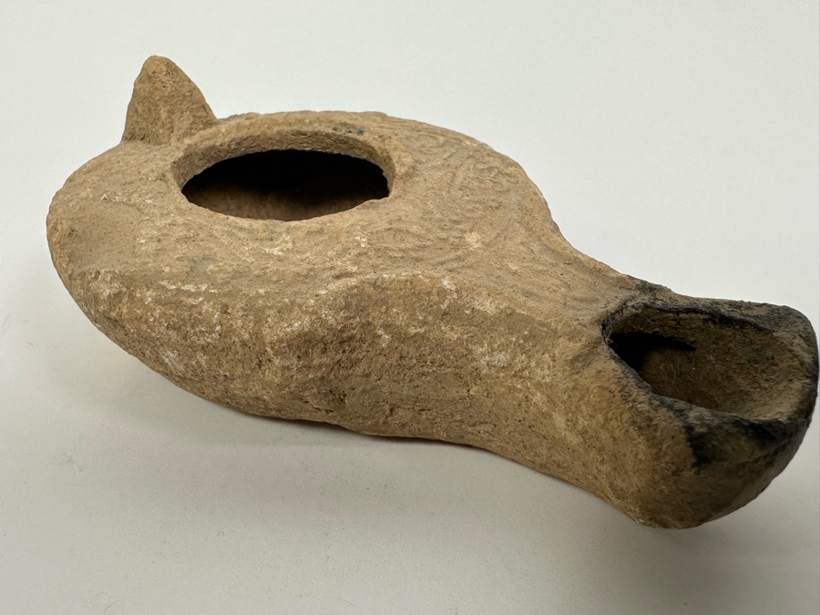 Ancient Biblical Times Clay Oil Lamp Antiquity With Ornate Design 3 X 2 Estimate $150-$300 [Photo 9]