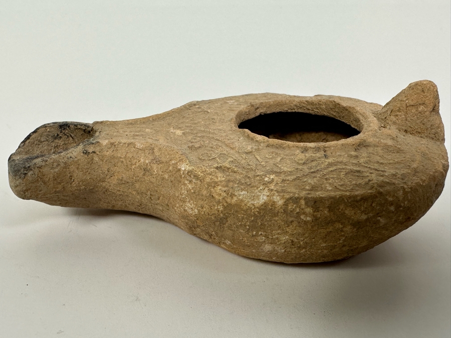 Ancient Biblical Times Clay Oil Lamp Antiquity With Ornate Design 3 X 2 Estimate $150-$300 [Photo 6]